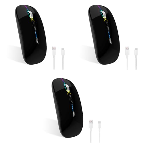 Verilux® Wireless Mouse Rechargeable Battery Level Visible Bluetooth 2.4G 3.0BT 5.0BT for Laptop 1600DPI Ergonomic Silent Compatible with iPad PC Mac Windows iOS Black 3 PCS Verilux® Wireless Mouse Rechargeable Battery Level Visible Bluetooth 2.4G 3.0BT 5.0BT for Laptop 1600DPI Ergonomic Silent Compatible with iPad PC Mac Windows iOS Black 3 PCS